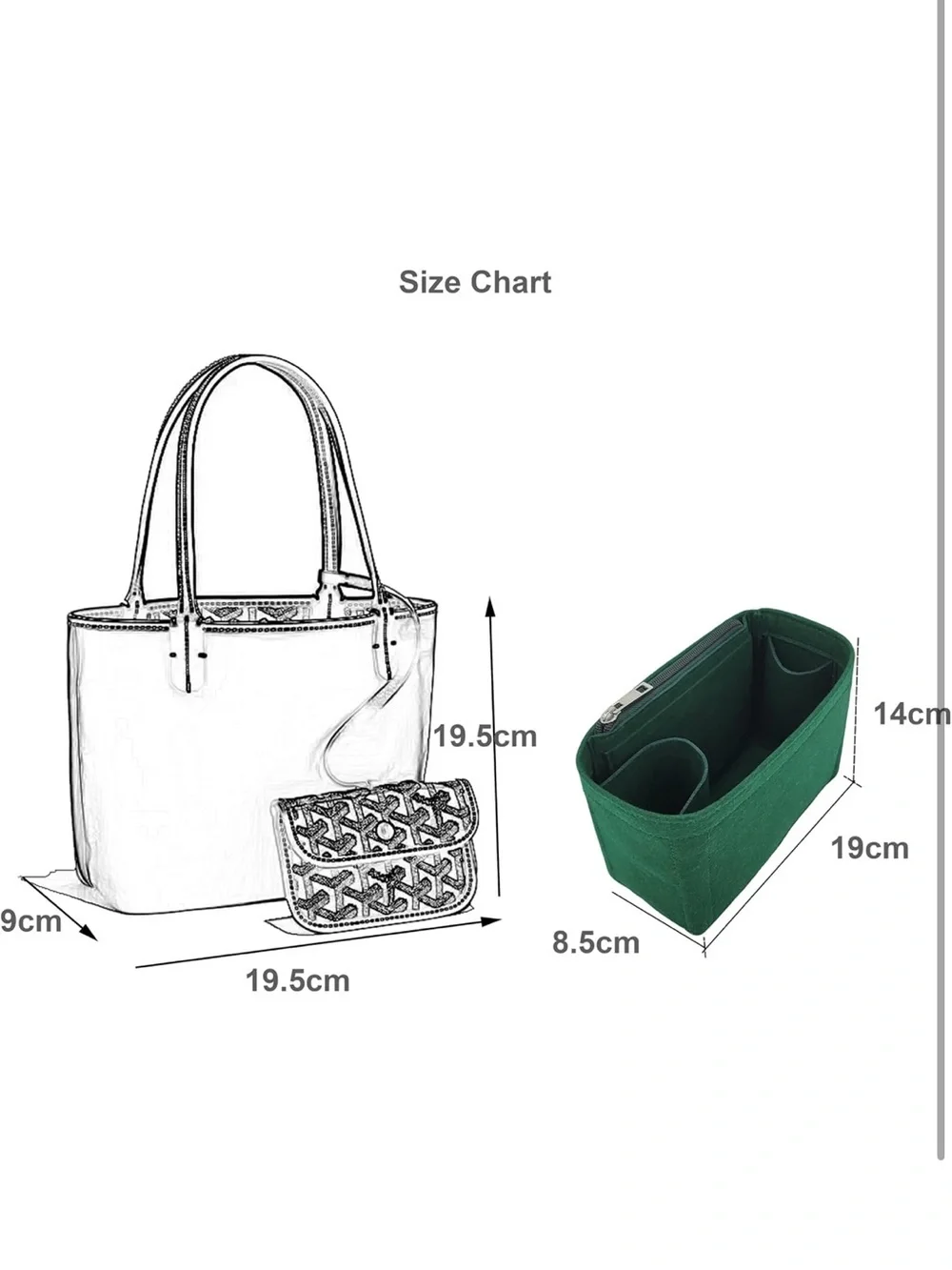 KMKaiMao Anjou Mini Organizer,Anjou Mini Insert 1594/bb8-1